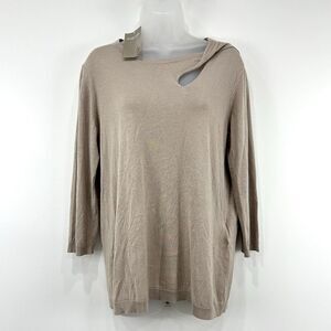 Madeleine Sweater Women's Germany 14/16 Taupe NWT Twist Neck Key Hole Preppy‎